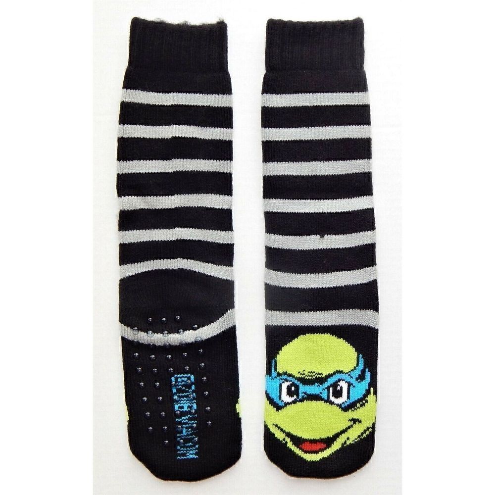 NINJA TURTLES Warm Plush Slipper Socks w/Gripper Soles  Shoe Size 9 - 2